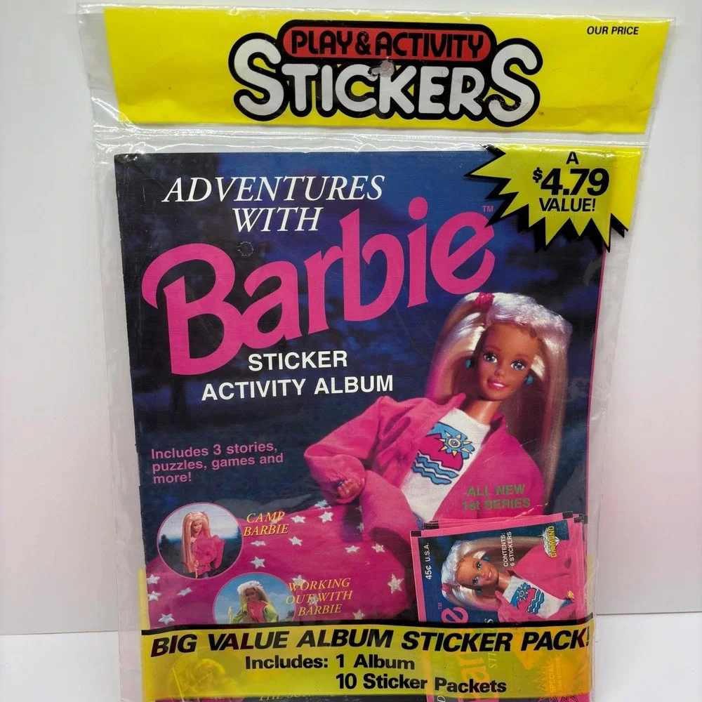 Vintage 90s Mattel Barbie Calendar Sticker Album Poster Lot Pink